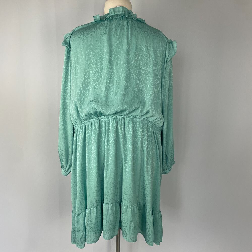 LC Lauren Conrad Dress Plus Size 4X Teal Blue Ruffle Boho Peasant Feminine - Picture 6 of 13